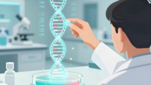 Ученый корректирует голограмму ДНК, чтобы провести ПГТ-анализ и избежать генетических рисков